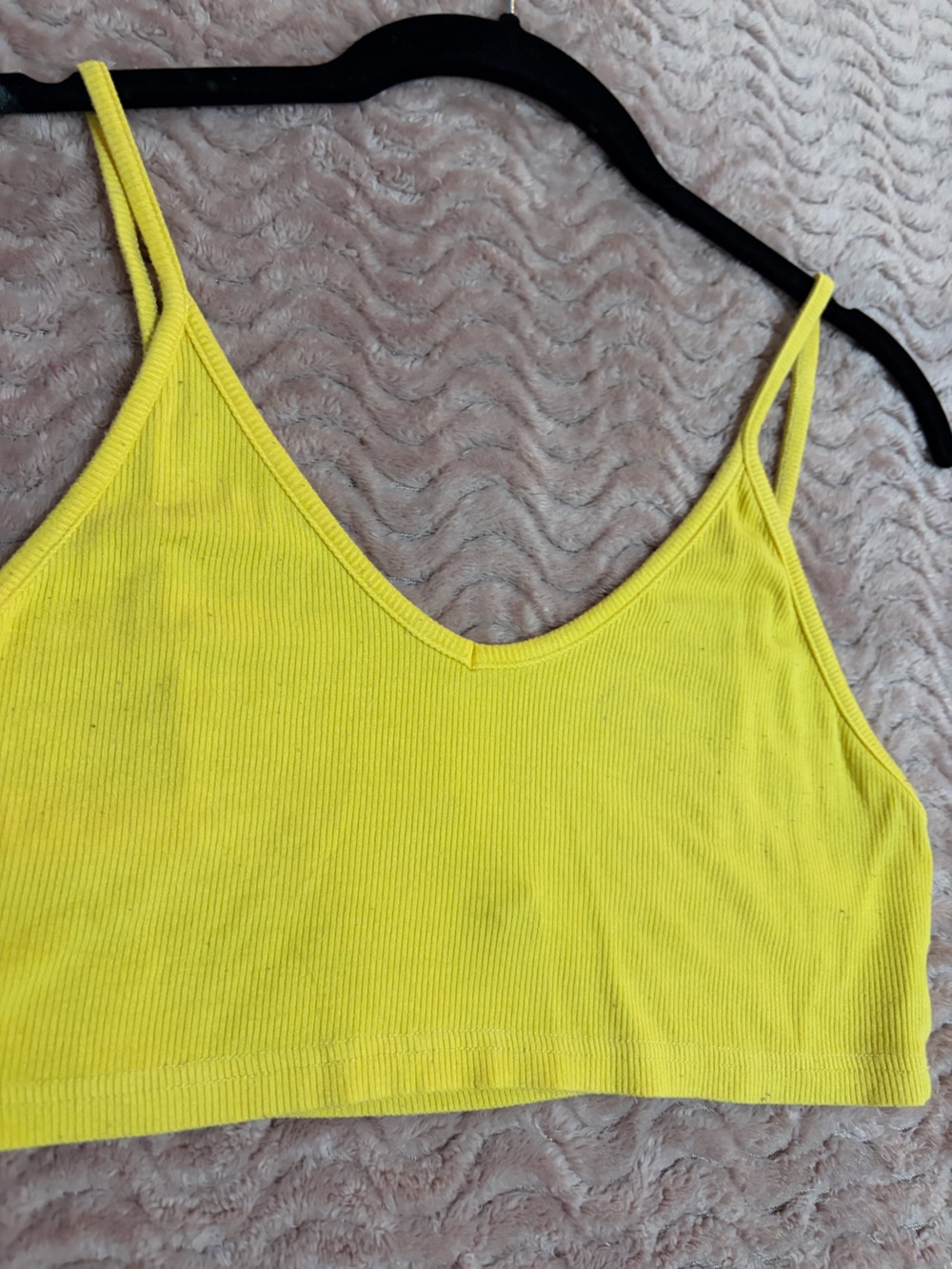 SHEIN Yellow Ribbed V-Neck Crop Top - Picture 5 of 7